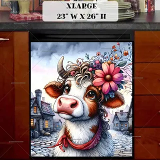 Preview of Cute Spring Cow magnet in Extra Large size.