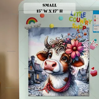 Preview of Cute Spring Cow magnet in Small size.