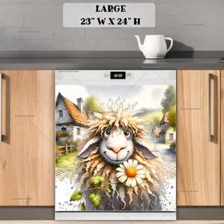 Preview of Spring Sheep with a Daisy magnet in Large size.