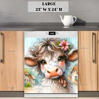 Preview of Pretty Spring Cow magnet in Large size.