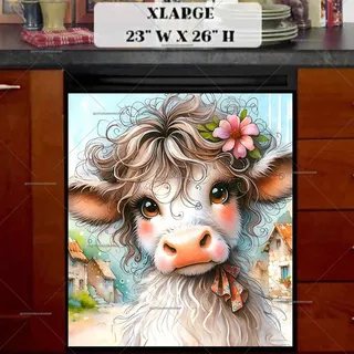 Preview of Pretty Spring Cow magnet in Extra Large size.