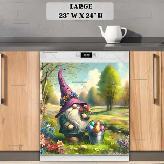 Preview of Easter Gnome with Flowers magnet in Large size.