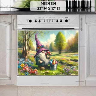 Preview of Easter Gnome with Flowers magnet in Medium size.