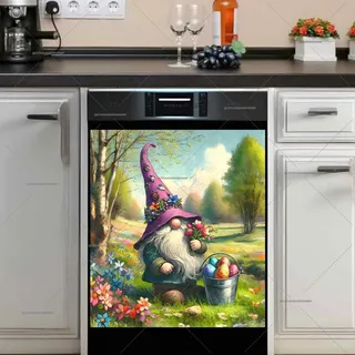 Preview of Easter Gnome with Flowers magnet.
