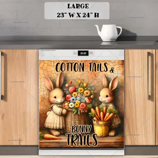 Preview of Easter Bunnies with Carrots and Eggs magnet in Large size.
