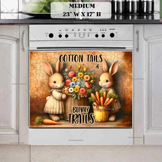 Preview of Easter Bunnies with Carrots and Eggs magnet in Medium size.