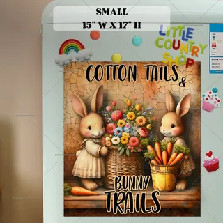 Preview of Easter Bunnies with Carrots and Eggs magnet in Small size.