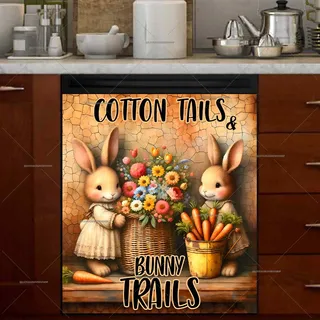 Preview of Easter Bunnies with Carrots and Eggs magnet.