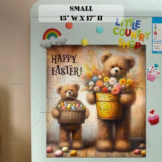 Preview of Teddy Bears with Easter Eggs and Flowers magnet in Small size.