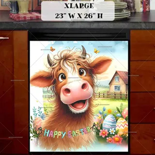 Preview of Happy Easter Cow magnet in Extra Large size.