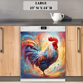 Preview of Colorful Farmhouse Rooster magnet in Large size.