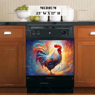 Preview of Colorful Farmhouse Rooster magnet in Medium size.