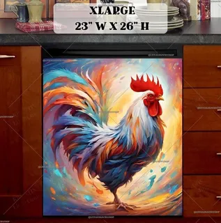 Preview of Colorful Farmhouse Rooster magnet in Extra Large size.