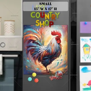 Preview of Colorful Farmhouse Rooster magnet in Small size.