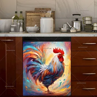 Preview of Colorful Farmhouse Rooster magnet.