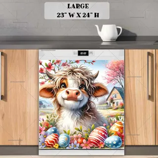 Preview of Cute Cow Waiting for Easter magnet in Large size.