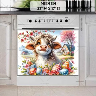 Preview of Cute Cow Waiting for Easter magnet in Medium size.