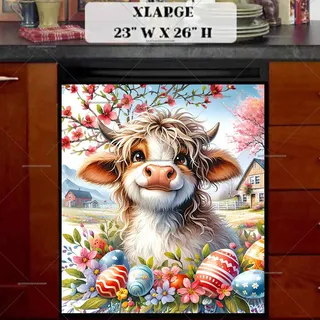 Preview of Cute Cow Waiting for Easter magnet in Extra Large size.