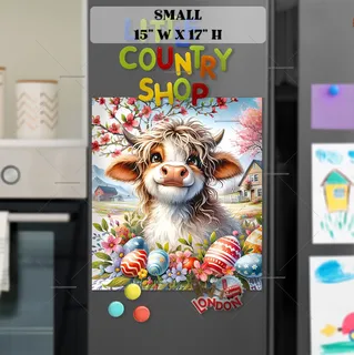 Preview of Cute Cow Waiting for Easter magnet in Small size.