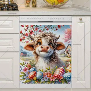 Preview of Cute Cow Waiting for Easter magnet.