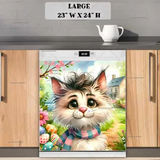 Preview of Easter Cat with Eggs magnet in Large size.