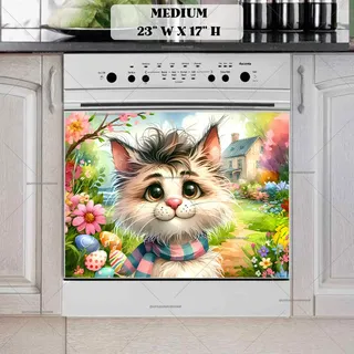 Preview of Easter Cat with Eggs magnet in Medium size.
