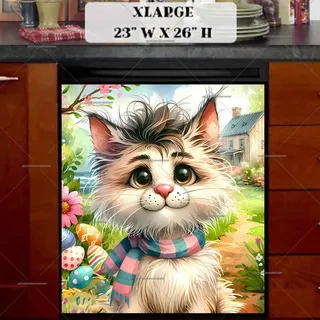 Preview of Easter Cat with Eggs magnet in Extra Large size.