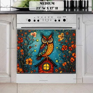 Preview of Folk Owl on the Birdhouse magnet in Medium size.