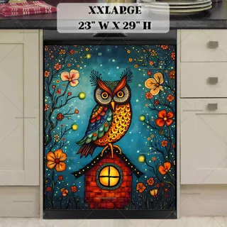 Preview of Folk Owl on the Birdhouse magnet in XX Large size.