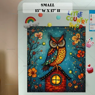 Preview of Folk Owl on the Birdhouse magnet in Small size.