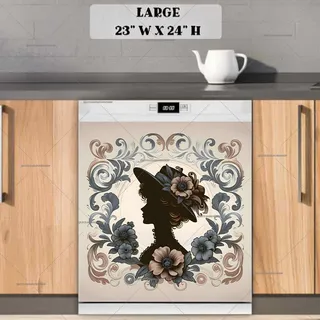 Preview of Elegant Victorian Lady with Flowers magnet in Large size.