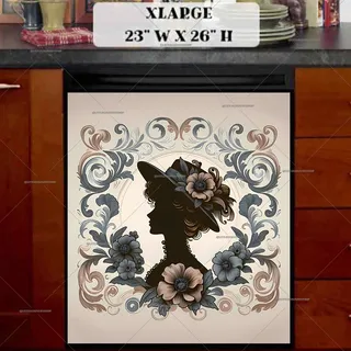 Preview of Elegant Victorian Lady with Flowers magnet in Extra Large size.