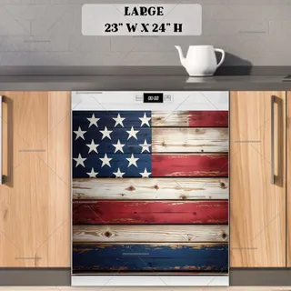 Preview of Wooden American Flag magnet in Large size.