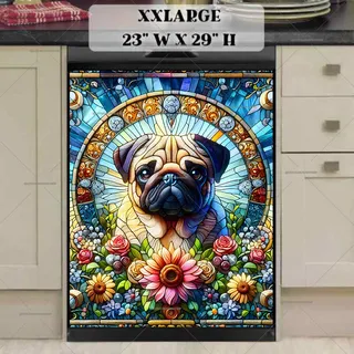Preview of Cute Stained Glass Pug magnet in XX Large size.