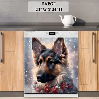 Preview of Christmas German Shepherd magnet in Large size.