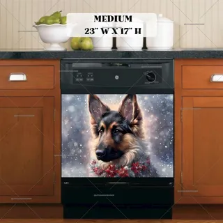 Preview of Christmas German Shepherd magnet in Medium size.