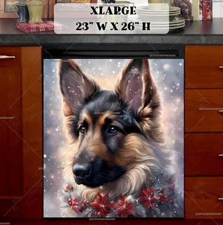 Preview of Christmas German Shepherd magnet in Extra Large size.