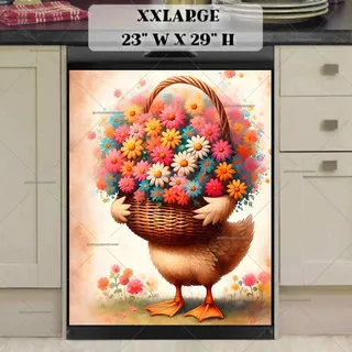 Preview of Cute Goose with Flowers magnet in XX Large size.