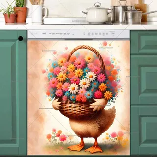 Preview of Cute Goose with Flowers magnet.