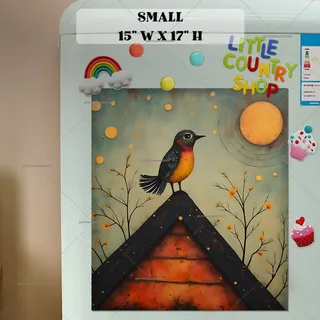 Preview of Little Tired Bird on the Birdhouse magnet in Small size.