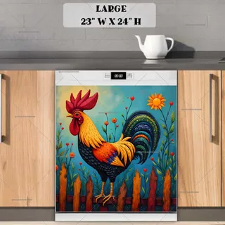 Preview of Colorful Country Rooster magnet in Large size.