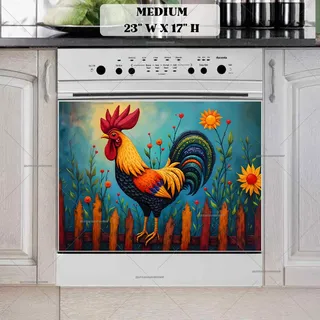 Preview of Colorful Country Rooster magnet in Medium size.