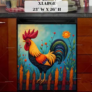 Preview of Colorful Country Rooster magnet in Extra Large size.