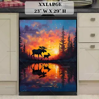 Preview of Mom and Baby Moose in the Sunset magnet in XX Large size.