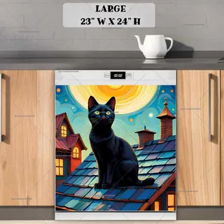 Preview of Black Cat on the Roof magnet in Large size.