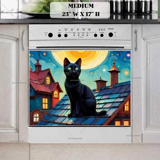 Preview of Black Cat on the Roof magnet in Medium size.