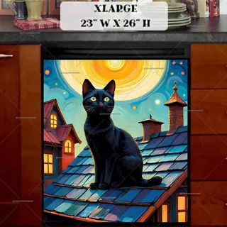 Preview of Black Cat on the Roof magnet in Extra Large size.