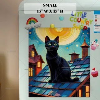 Preview of Black Cat on the Roof magnet in Small size.