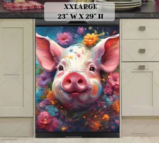 Preview of Cute Piglet and Flowers magnet in XX Large size.