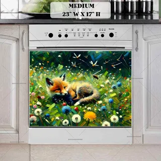 Preview of Baby Fox in the Meadow magnet in Medium size.